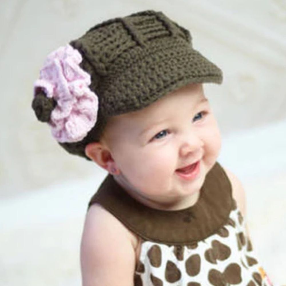 Daisy Baby Girls Frannie Brown Hat Pink Peony & Visor 100% Cotton 2-8 years NEW
